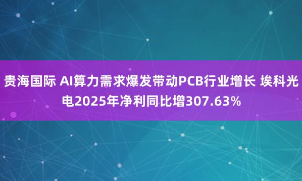 贵海国际 AI算力需求爆发带动PCB行业增长 埃科光电2025年净利同比增307.63%